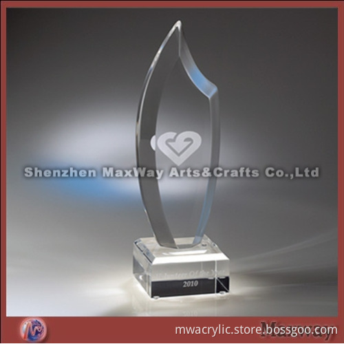 Thickened Decent Flame-shaped Lucite Award/Letterweight/Gift with Logo and Substrate